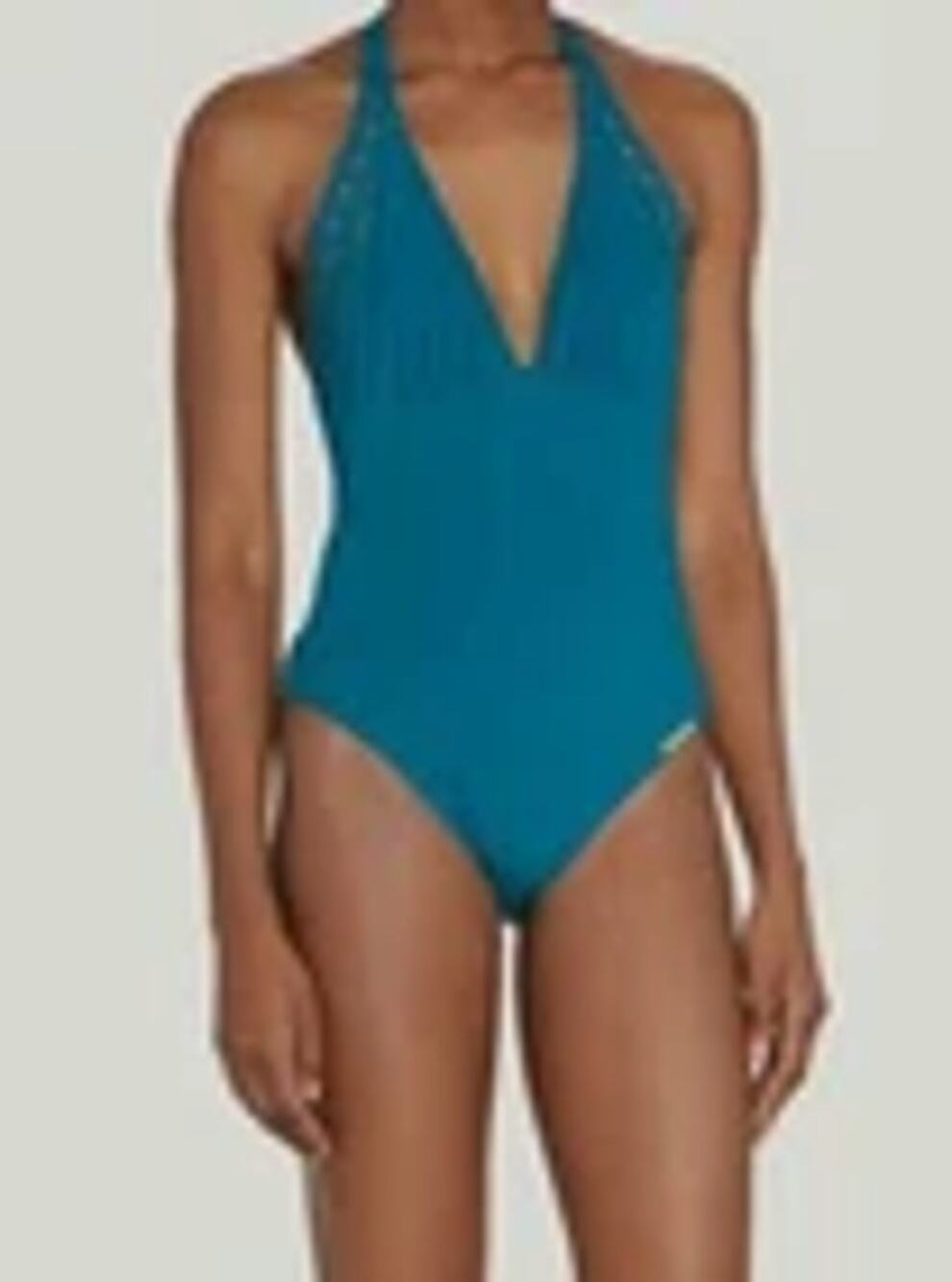 Lise Charmel Ajourage Couture Halter One Piece Swimsuit Teal Size S NWT France